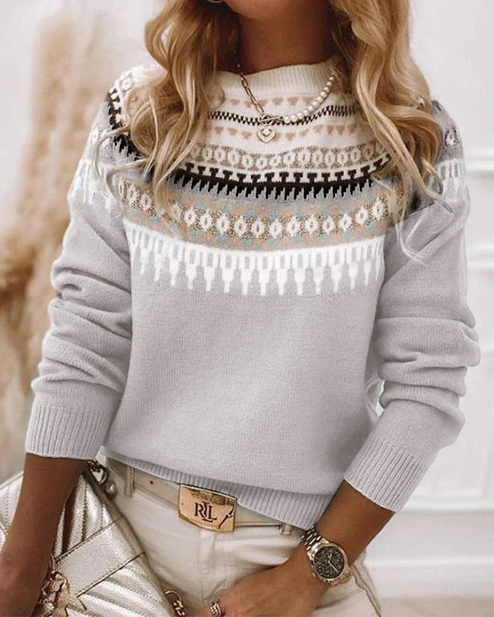 Women's Sweater | Long Sleeve Geometric Motif Pattern