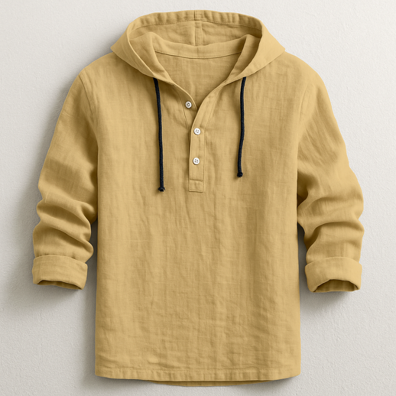 Men's Hoodie | Button-Neck Pullover