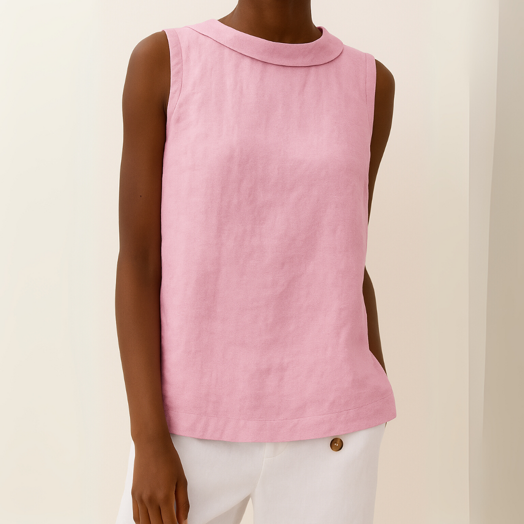 Women’s Blouse | Rolled Collar Neckline Sleeveless