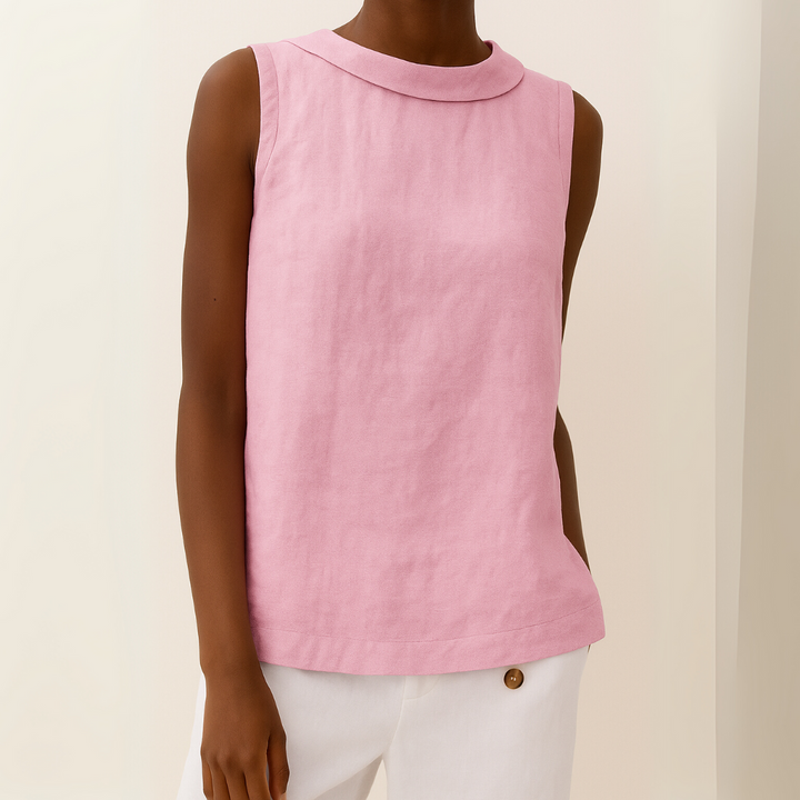 Women’s Blouse | Rolled Collar Neckline Sleeveless