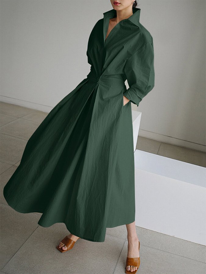 Women's Dress | Collared Button Front Maxi