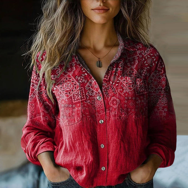 Women’s Blouse | Long Sleeve Vintage Print