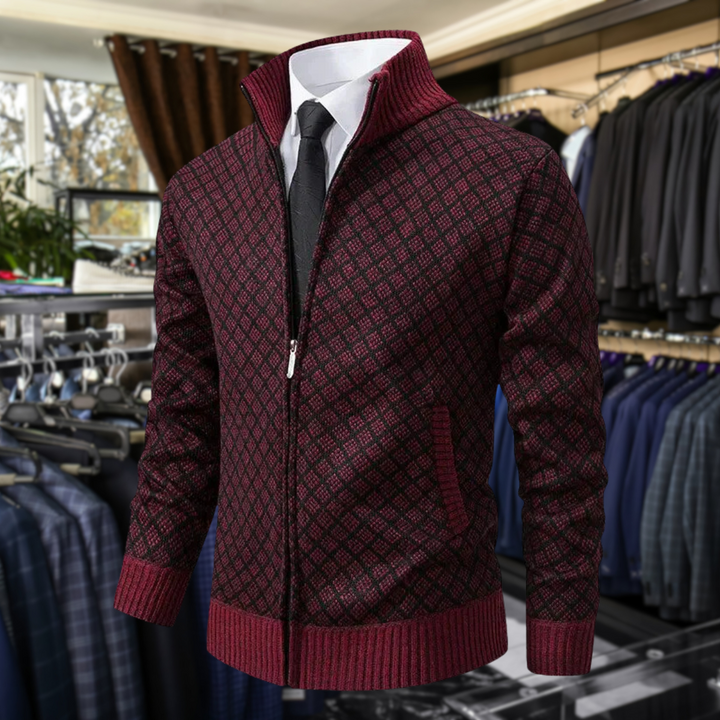 Men's Cardigan | Zip Front Stand Collar