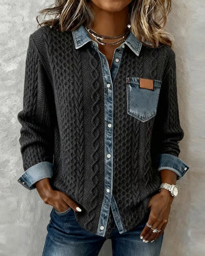 Women’s Blouse | Cable Pattern Button-Down