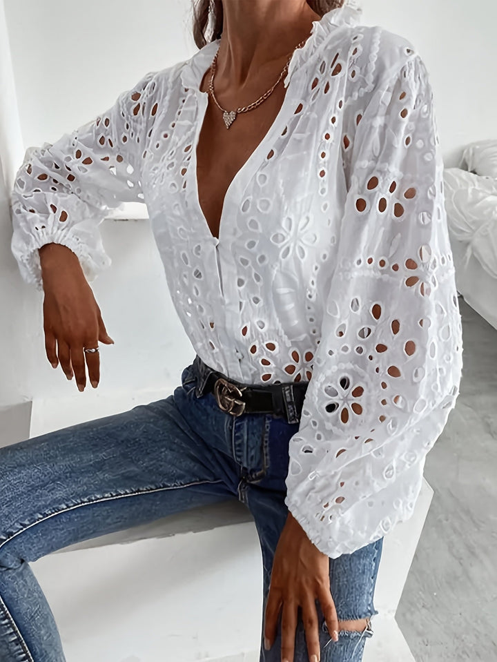 Women’s Blouse | Floral Cutout Top