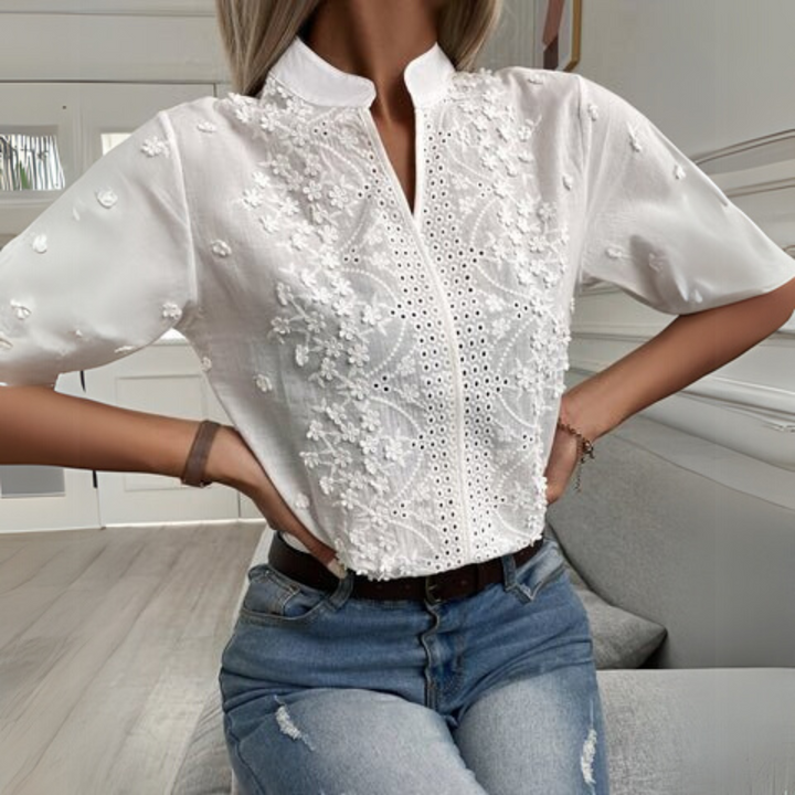 Women’s Blouse | Textured Floral Cutout