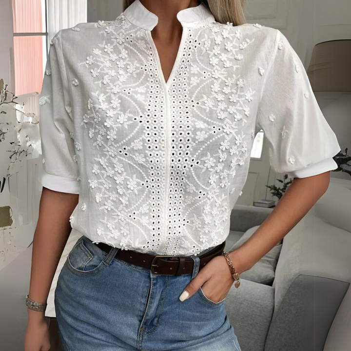 Women’s Blouse | Textured Floral Cutout