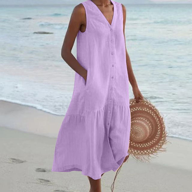 Women's Dress | Full Button Placket Midi