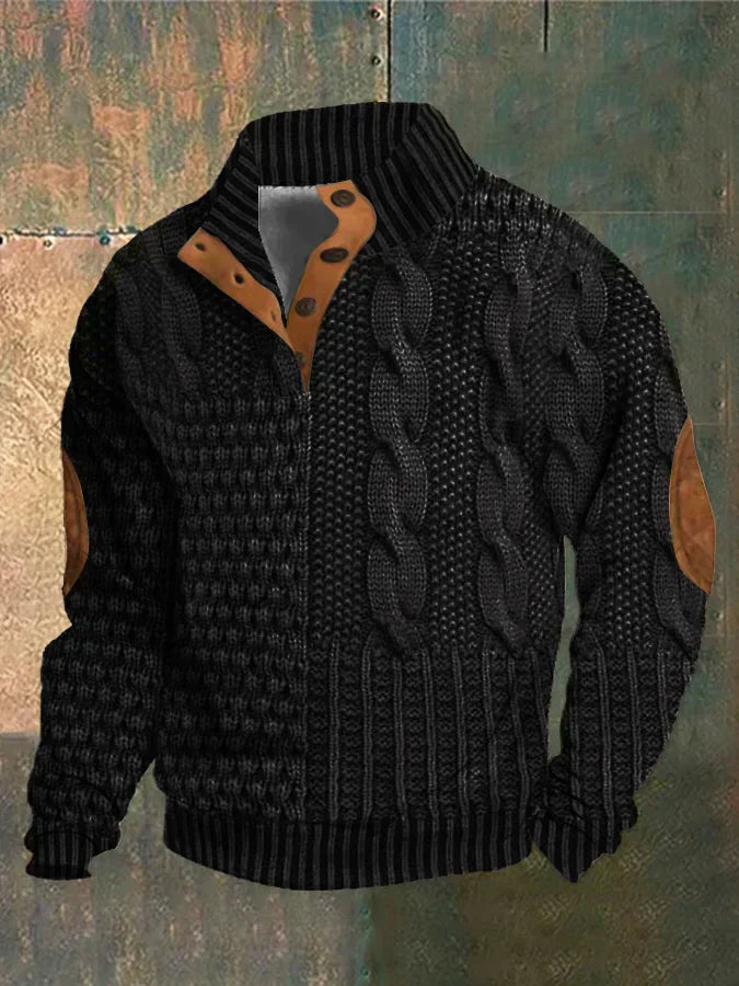 Men’s Sweater | Button Neck Cable Knit
