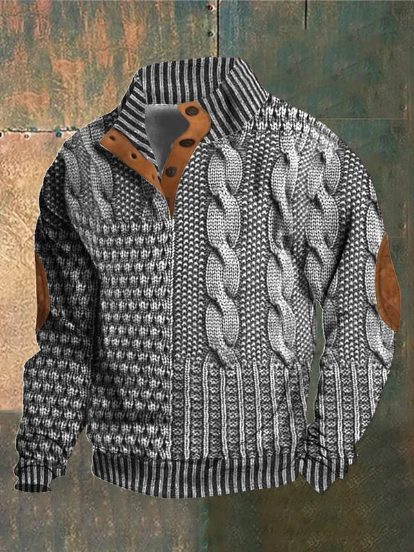 Men’s Sweater | Button Neck Cable Knit