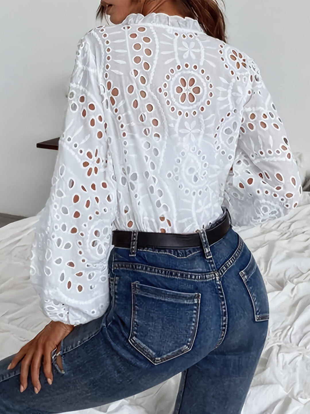 Women’s Blouse | Floral Cutout Top