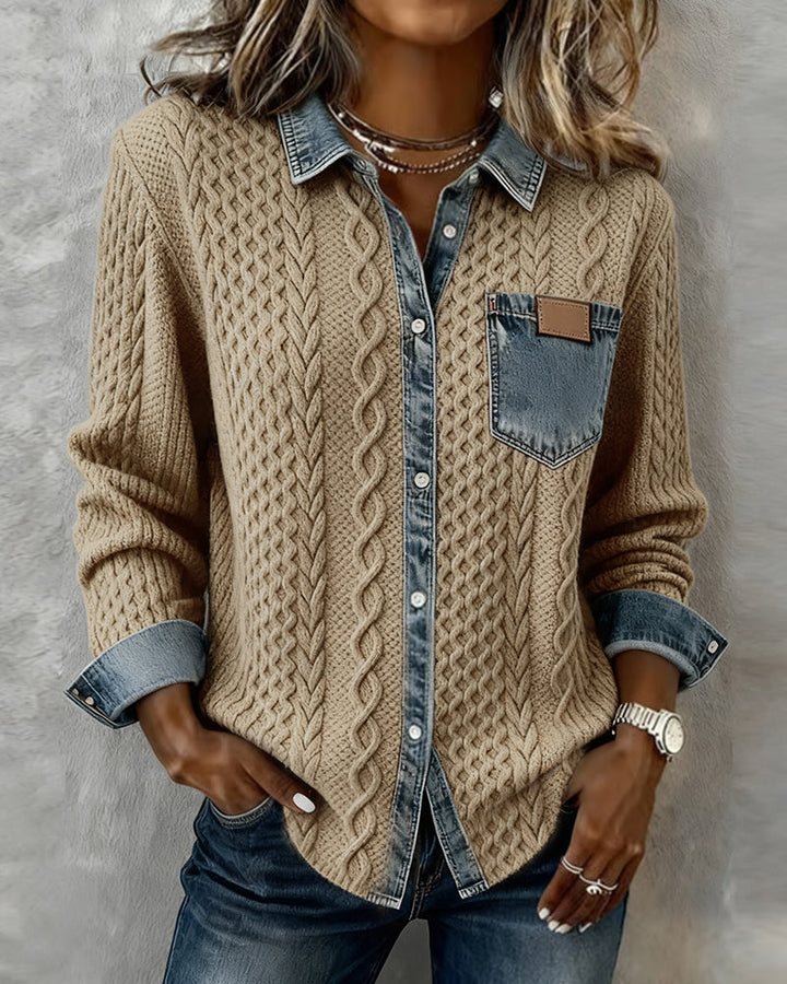 Women’s Blouse | Cable Pattern Button-Down