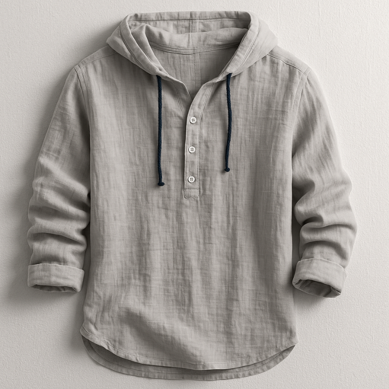 Men's Hoodie | Button-Neck Pullover