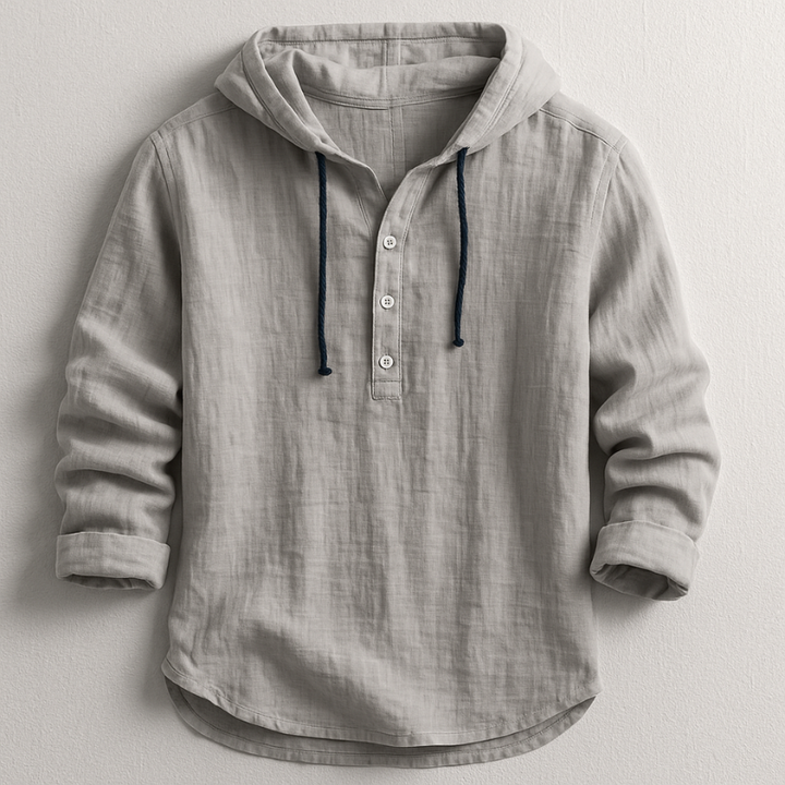 Men's Hoodie | Button-Neck Pullover