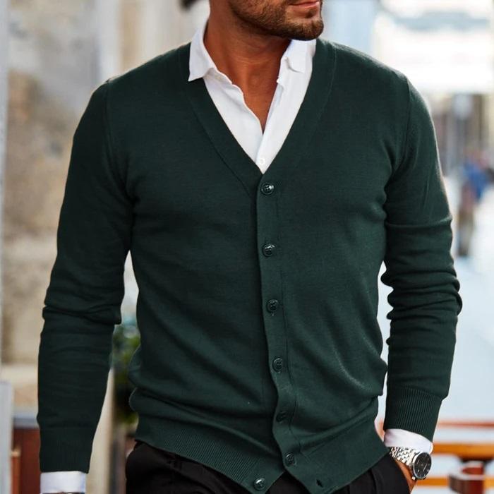 Men’s Cardigan | V Neck Button Front