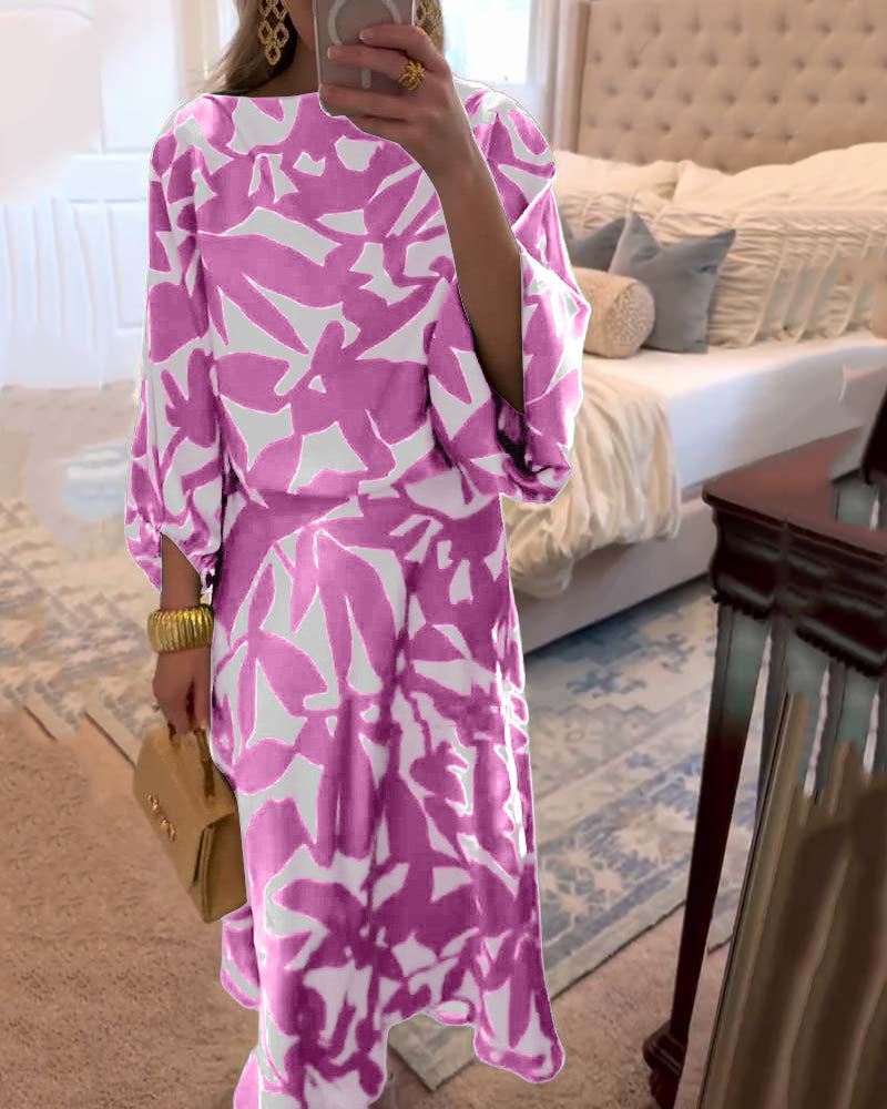 Women's Two-Piece Set  | Long Sleeve Top Midi-length Skirt