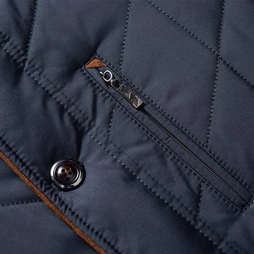 Men's Winter Jacket | Quilted Front Zipper with Pockets