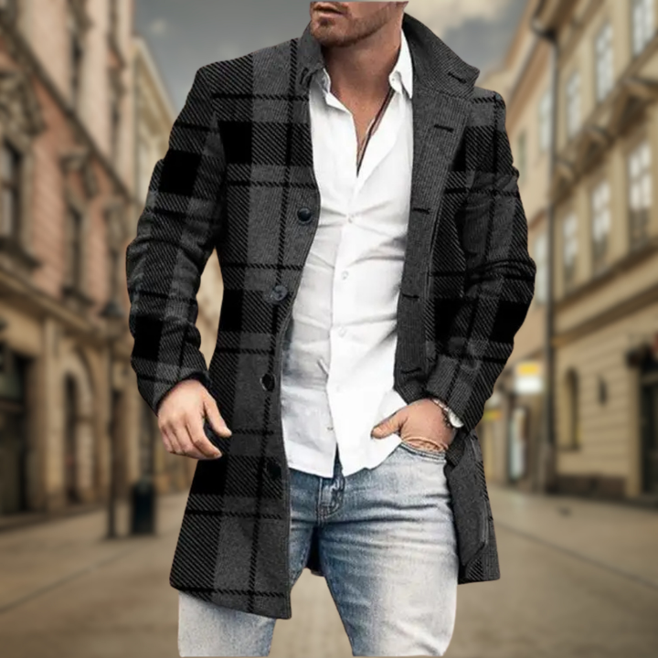 Men's Winter Coat | Button-Up Front with Pockets