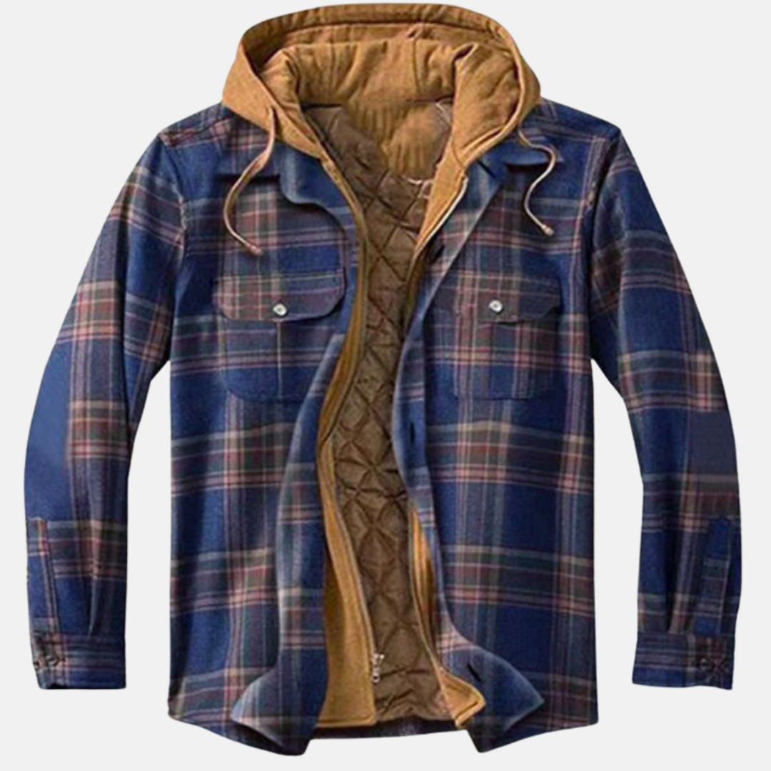 Men's Jacket | Plaid Hooded Shirt