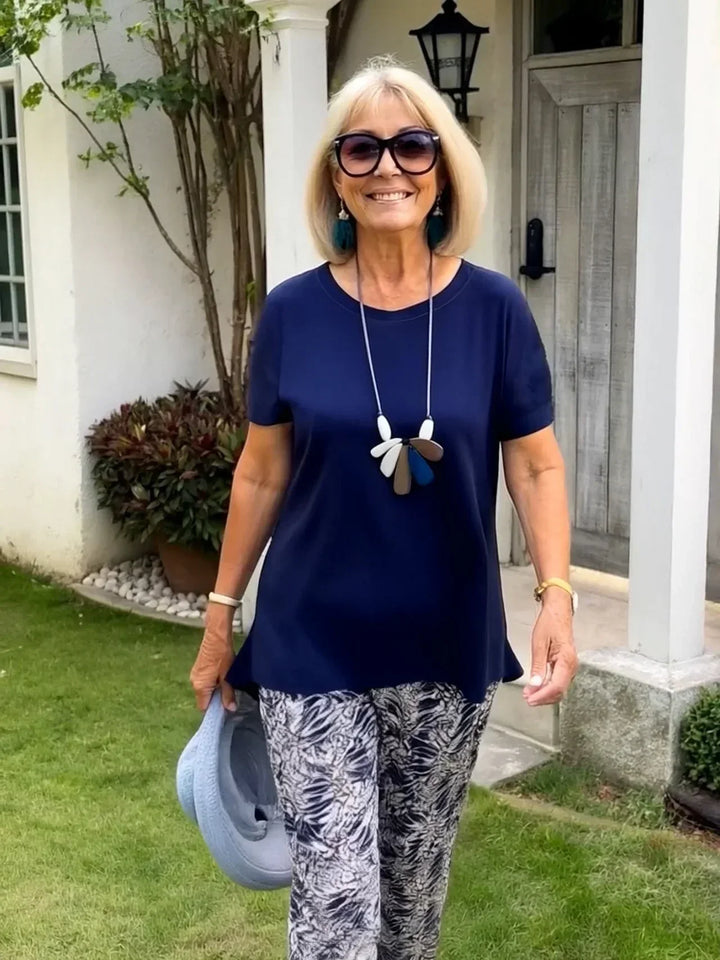 Women's Coastal Set | Round Neck Top Printed Pants