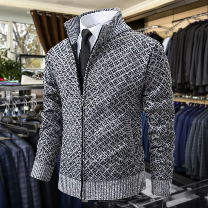Men's Cardigan | Zip Front Stand Collar