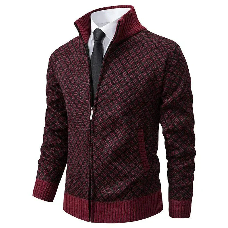 Men's Cardigan | Zip Front Stand Collar