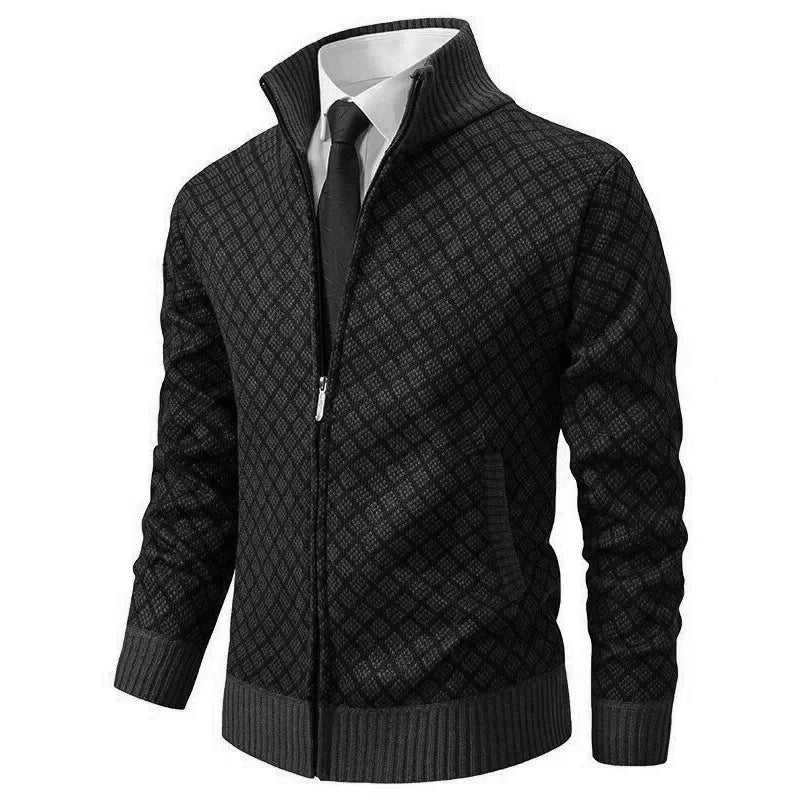 Men's Cardigan | Zip Front Stand Collar