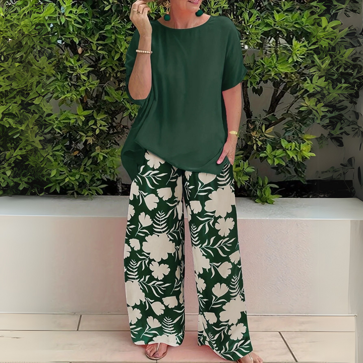 Women's Two-Piece Set  | Short-sleeve Top Printed Bottom