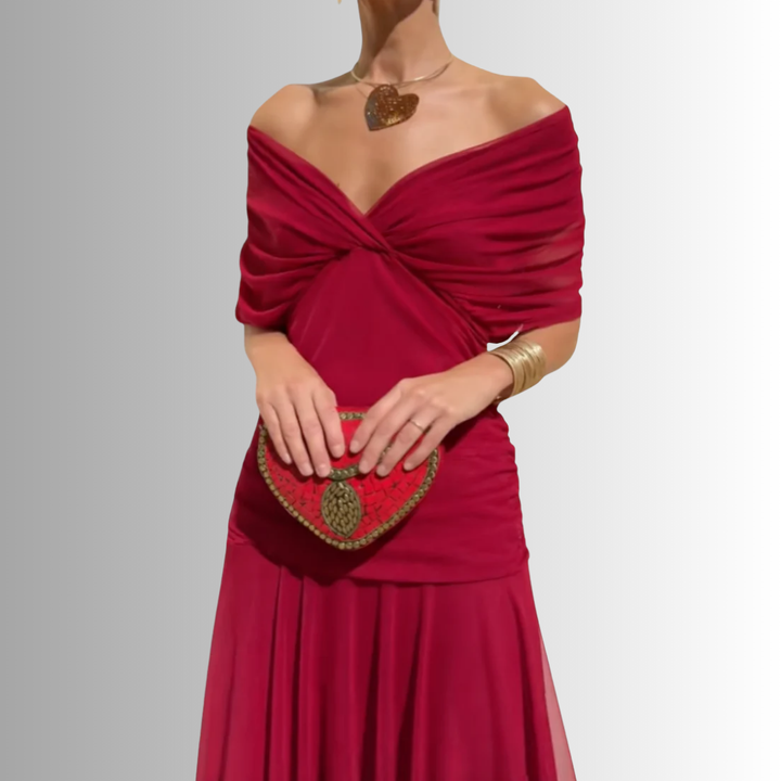 Women’s Dress |  V Neck Draped Maxi