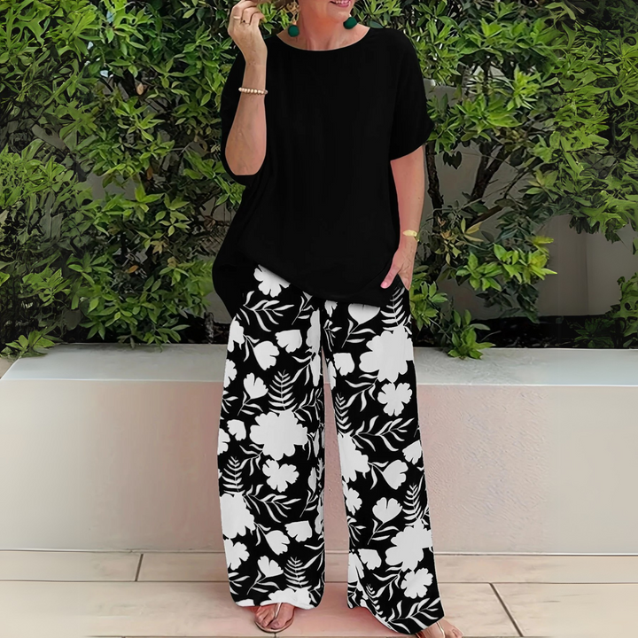 Women's Two-Piece Set  | Short-sleeve Top Printed Bottom