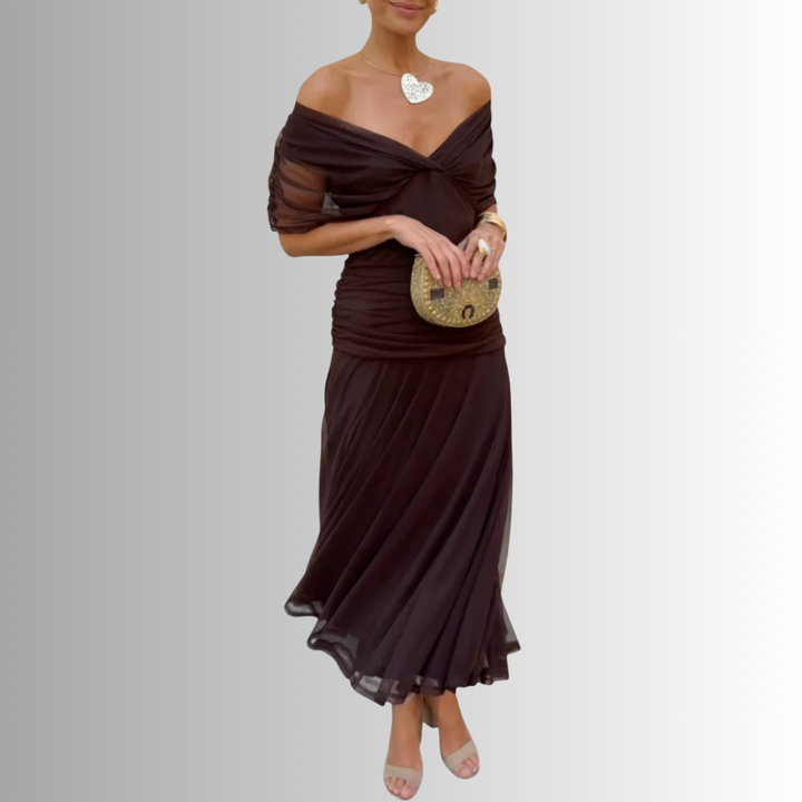 Women’s Dress |  V Neck Draped Maxi