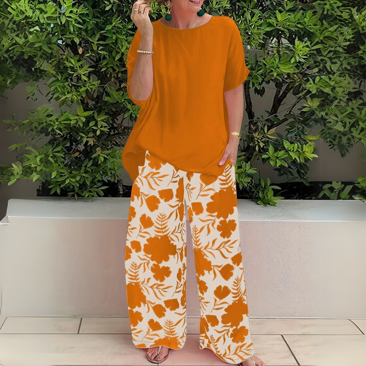 Women's Two-Piece Set  | Short-sleeve Top Printed Bottom