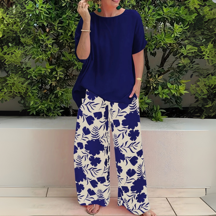 Women's Two-Piece Set  | Short-sleeve Top Printed Bottom