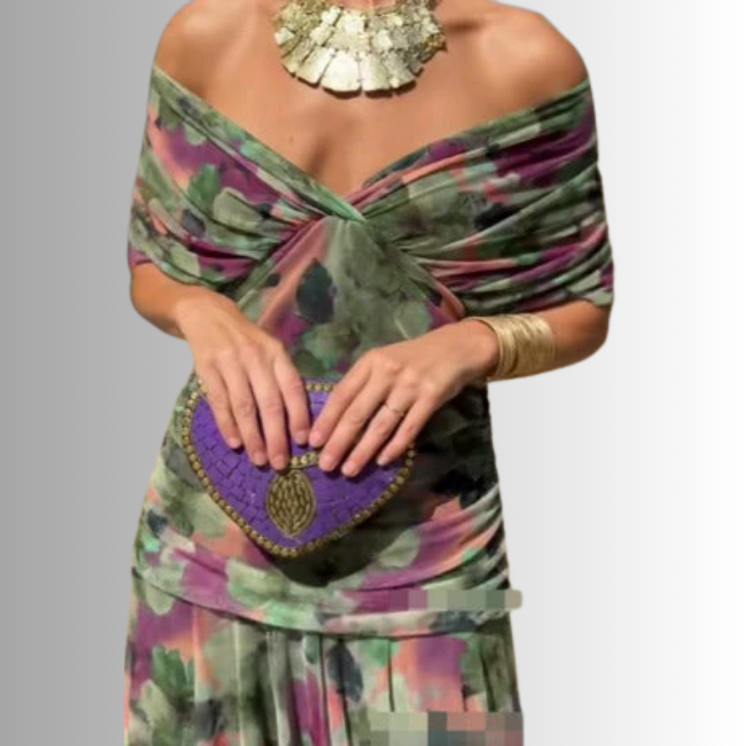 Women’s Dress |  V Neck Draped Maxi