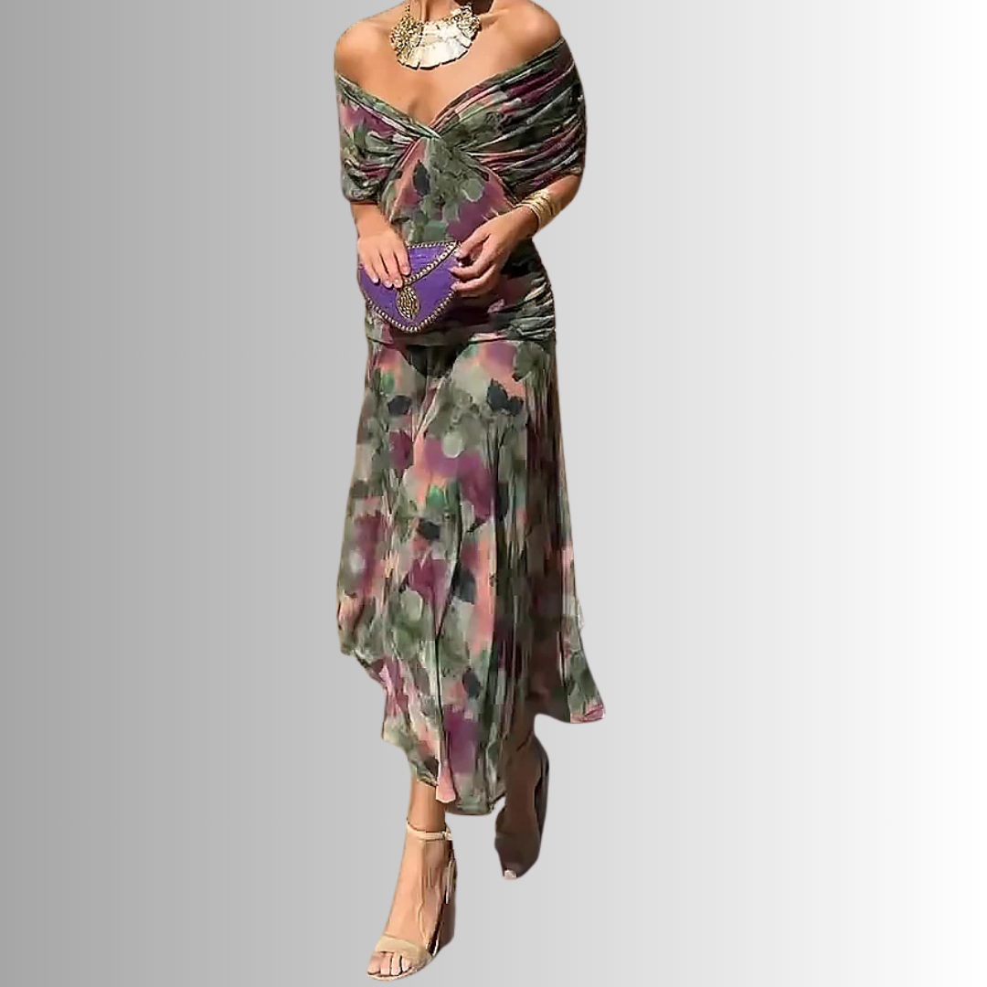 Women’s Dress |  V Neck Draped Maxi