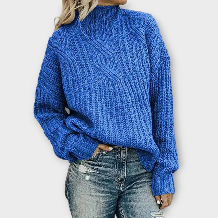 Women's Sweater | Textured Cable Pattern Ribbed Trim