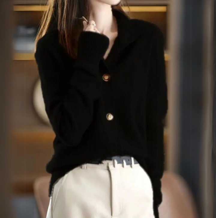 Women's Cardigan | Ribbed Trim Straight Silhouette