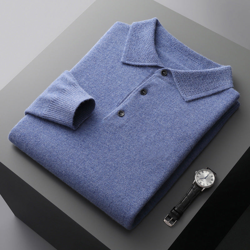 Men’s Long Sleeve Polo Shirt | Button Placket Solid