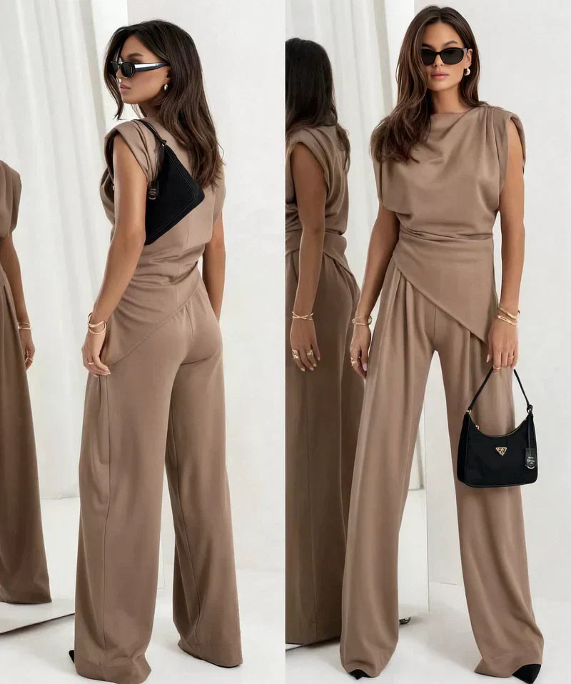 Women's Two-Piece Set | Sleeveless Top Minimal Design