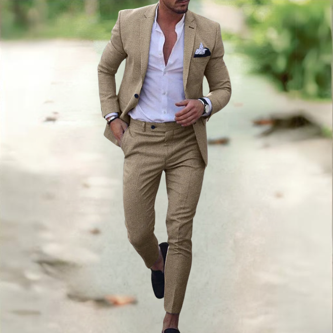 Men’s Two-Piece Suit | Buttoned Jacket and Pants