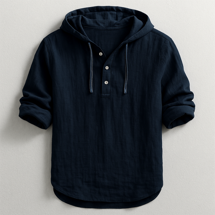 Men's Hoodie | Button-Neck Pullover