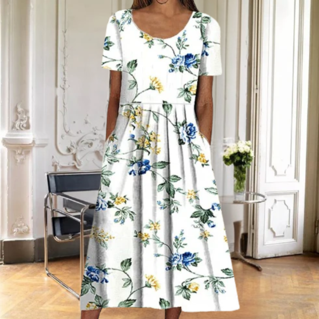 Women’s Dress | Floral Round Neck Midi