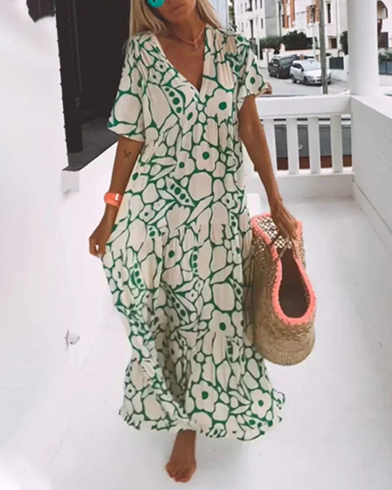 Women’s Summer Dress | Floral Maxi V Neck