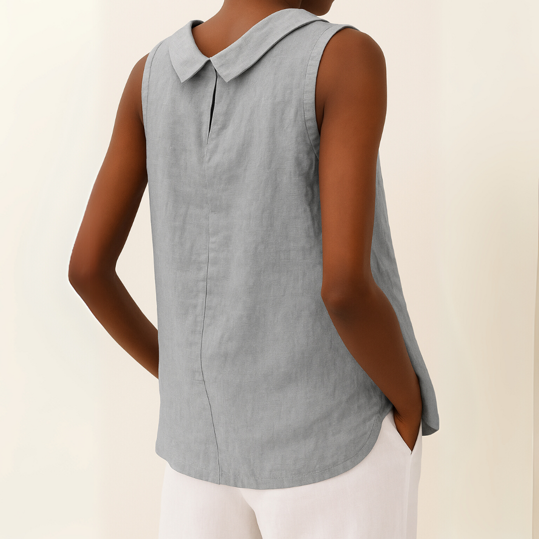 Women’s Blouse | Rolled Collar Neckline Sleeveless