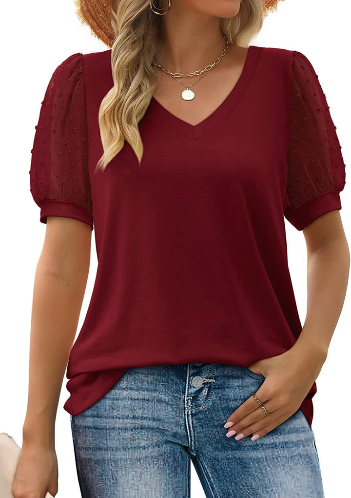 Women's Blouse | V-Neckline Short Sleeves