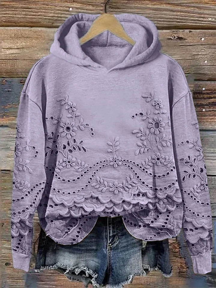Women’s Hoodie | Floral Eyelet Cutwork
