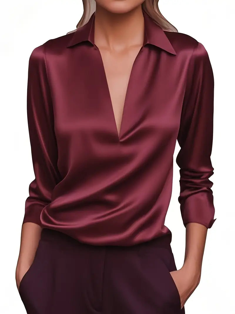 Women’s Blouse | Collared V-Neck
