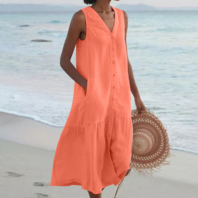 Women's Dress | Full Button Placket Midi