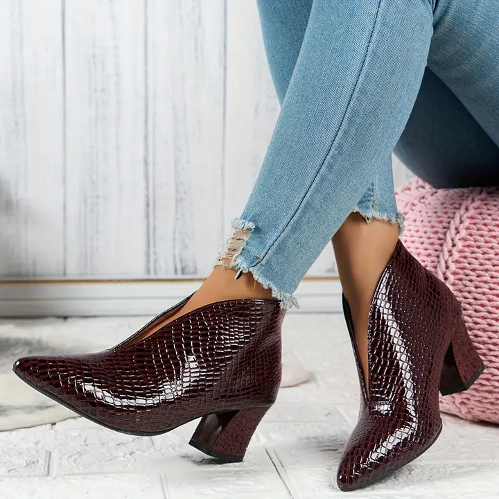 Boots for Women | Textured Upper Design Block Heel