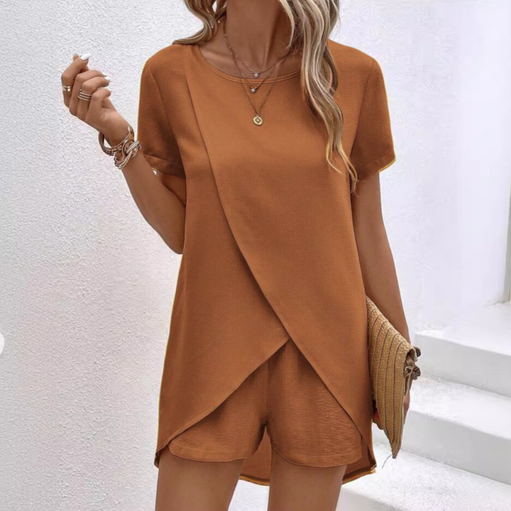 Women's Summer Co-ord Set | Wrap-Style Front Top